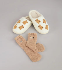 Cuddle Club Teddy Bear Slipper And Socks Set
